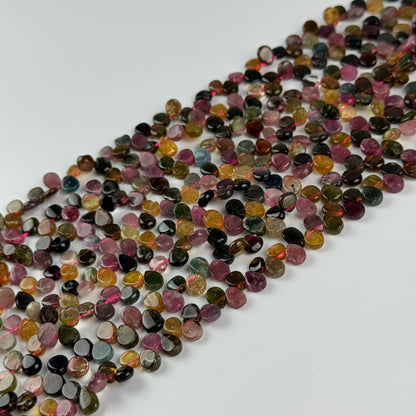 Multicolor Tourmaline Pear Shape Side-Drilled Gemstone Beads