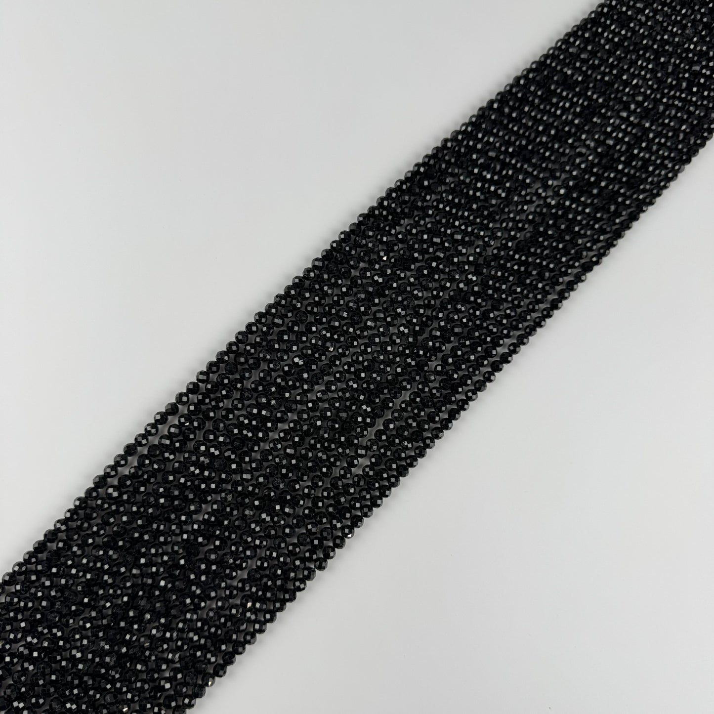 Black Tourmaline Faceted Round Gemstone Beads (AA Quality)