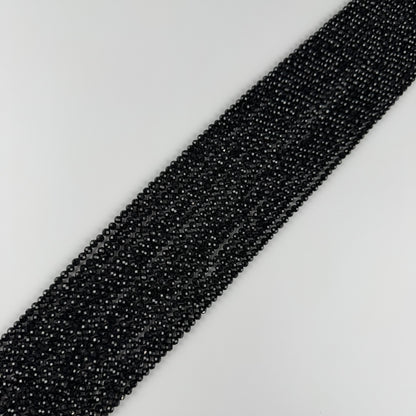 Black Tourmaline Faceted Round Gemstone Beads (AA Quality)
