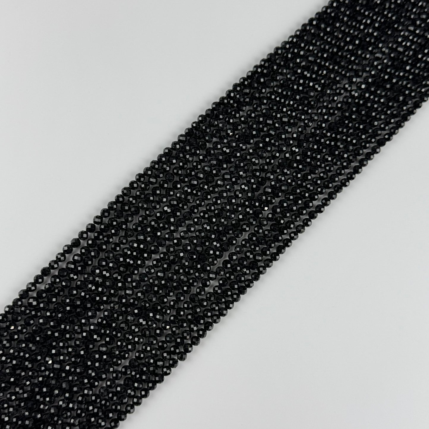 Black Tourmaline Faceted Round Gemstone Beads (AA Quality)