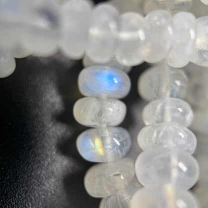 Rainbow Moonstone Rondelle Polished Gemstone Beads - (AAA Quality)