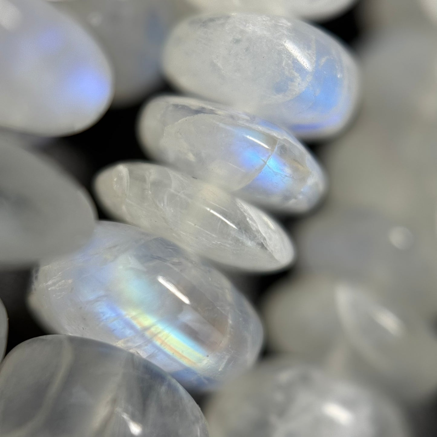 Rainbow Moonstone Rondelle Polished Gemstone Beads - (AAA Quality)