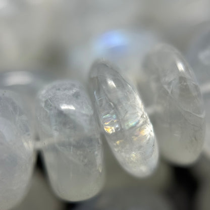Rainbow Moonstone Rondelle Polished Gemstone Beads - (AAA Quality)