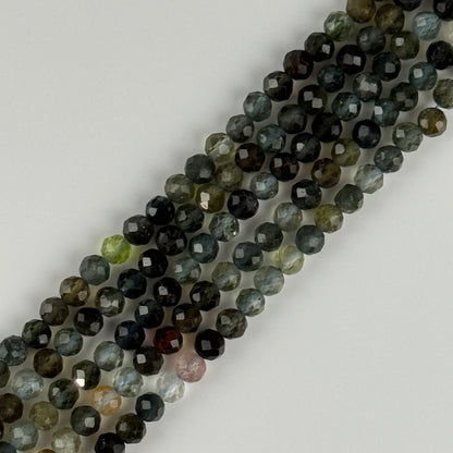 Blue Tourmaline Faceted Round Beads