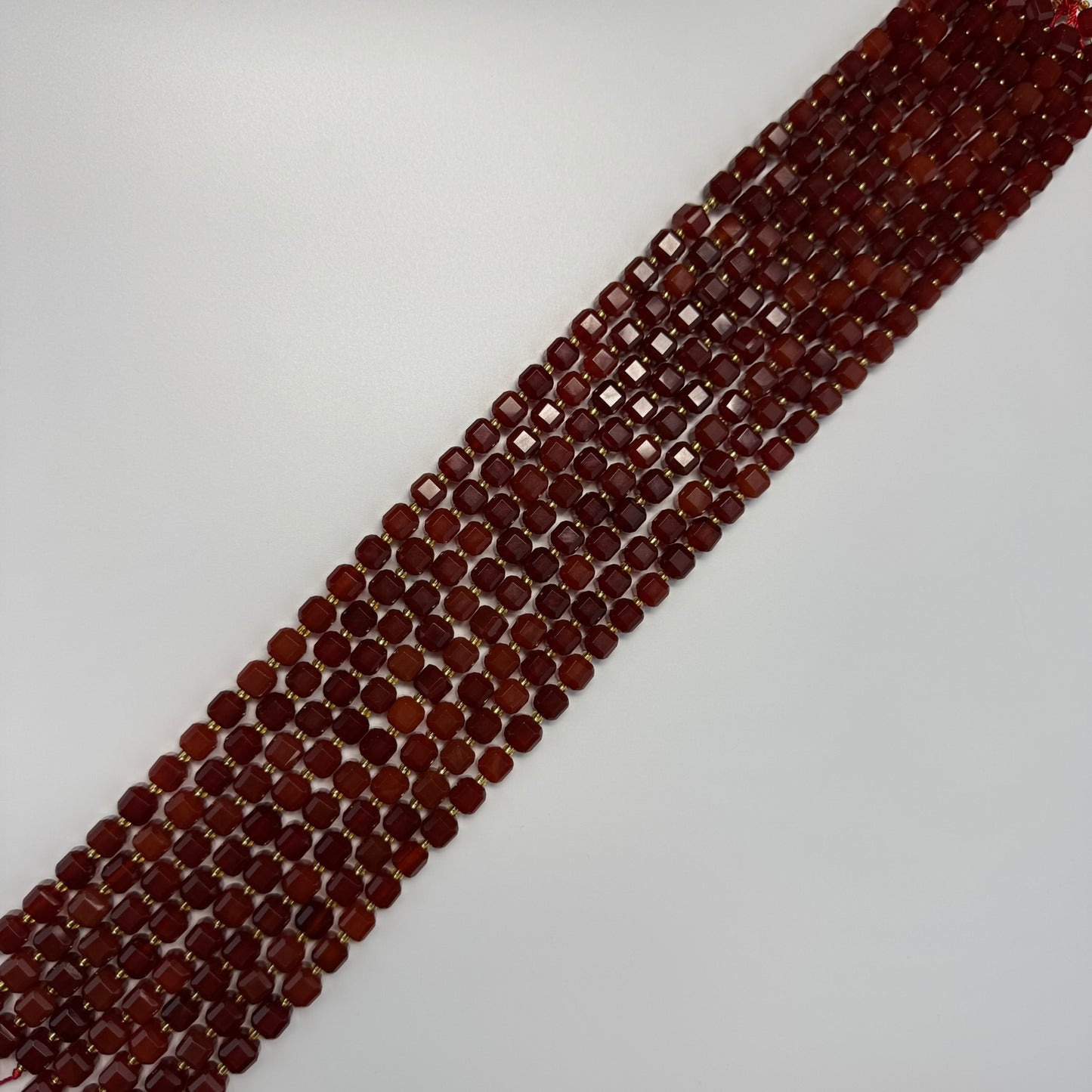 Carnelian Bevel Edge Square Beads - (AA Quality)