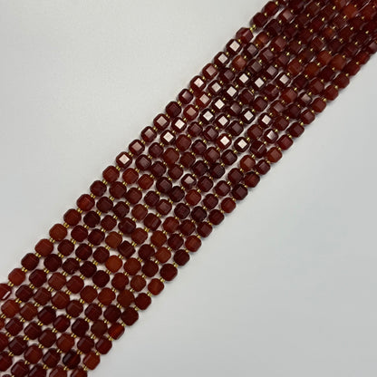 Carnelian Bevel Edge Square Gemstone Beads - (AA Quality)