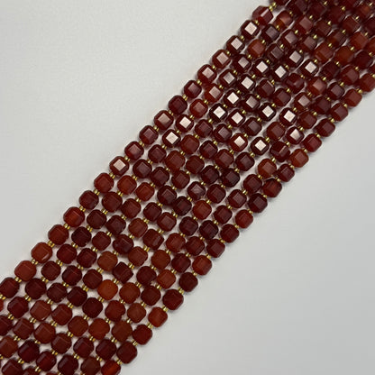 Carnelian Bevel Edge Square Gemstone Beads - (AA Quality)
