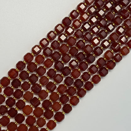 Carnelian Bevel Edge Square Gemstone Beads - (AA Quality)