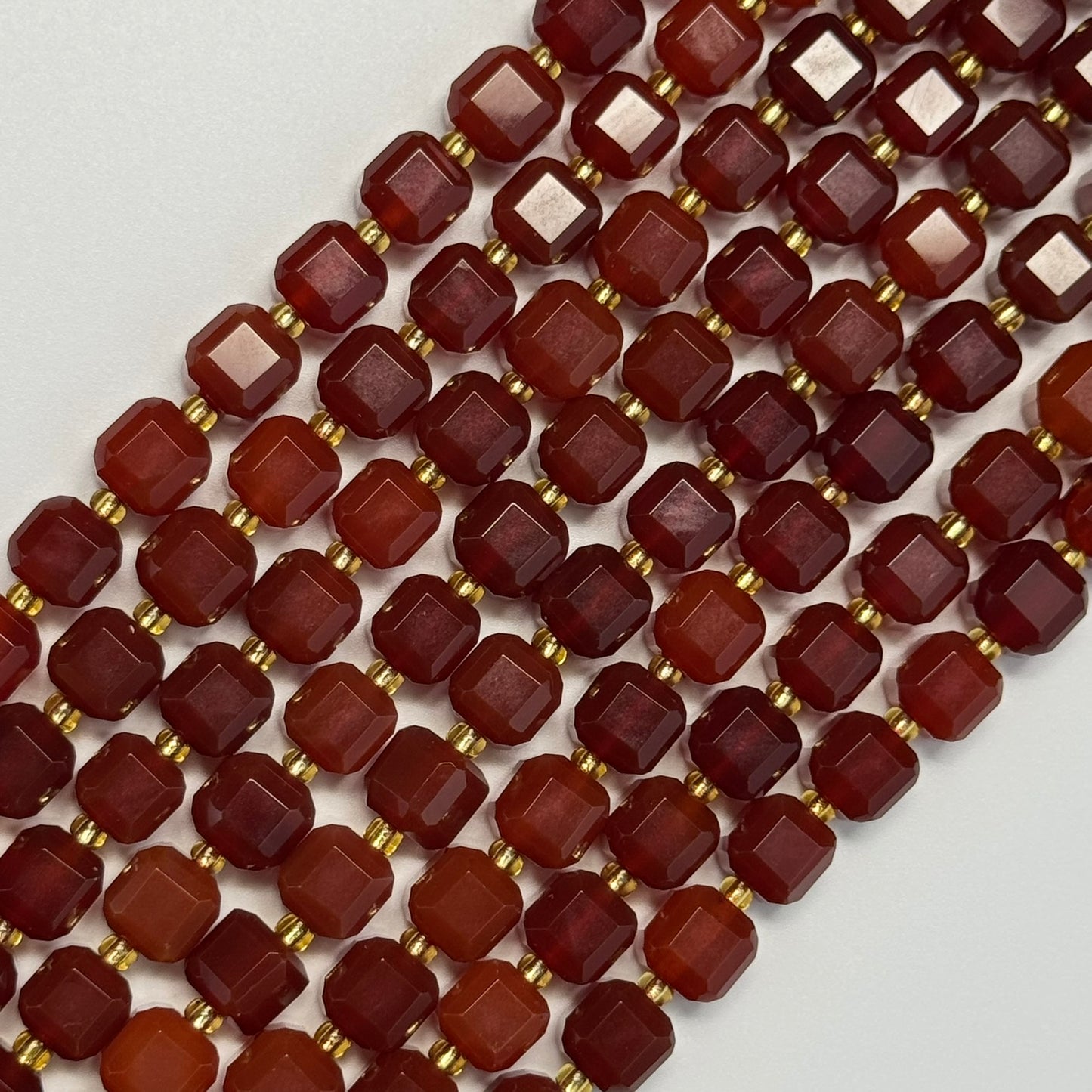 Carnelian Bevel Edge Square Beads - (AA Quality)