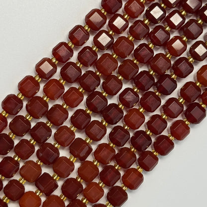 Carnelian Bevel Edge Square Gemstone Beads - (AA Quality)