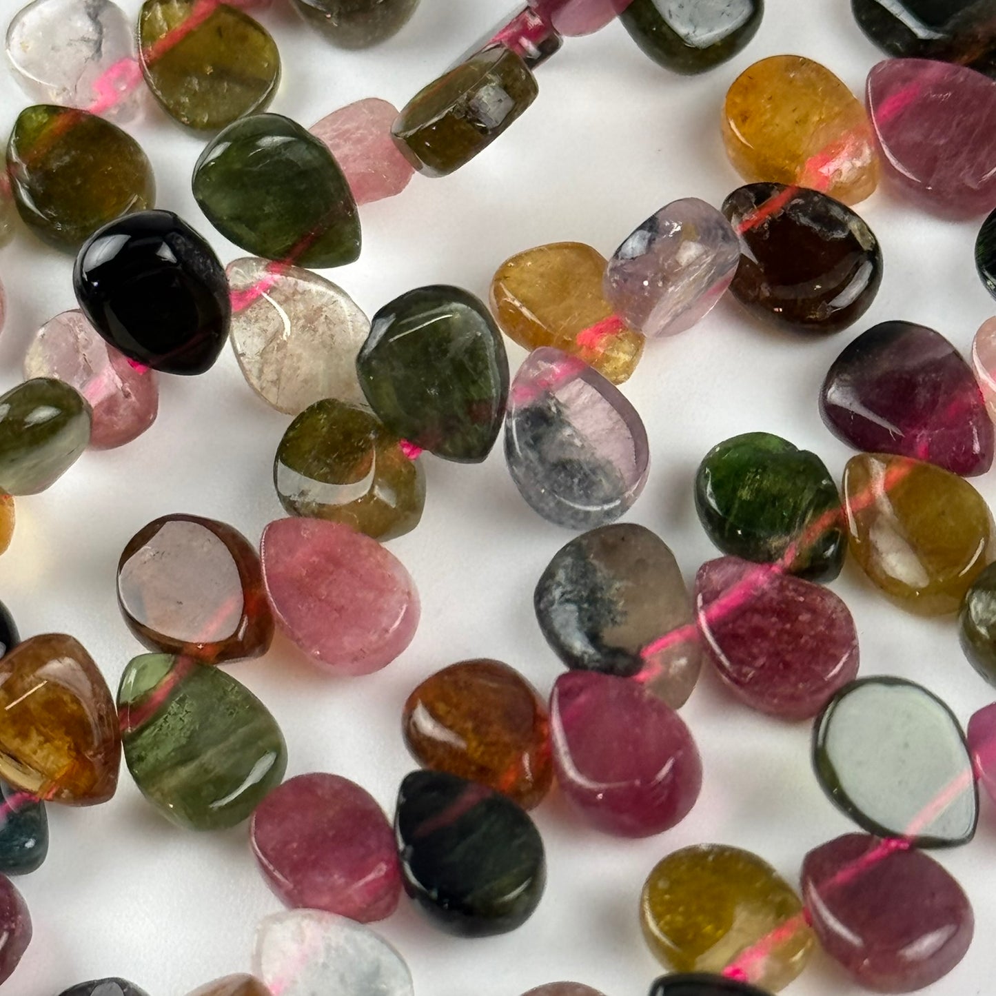 Multicolor Tourmaline Pear Shape Side-Drilled Gemstone Beads