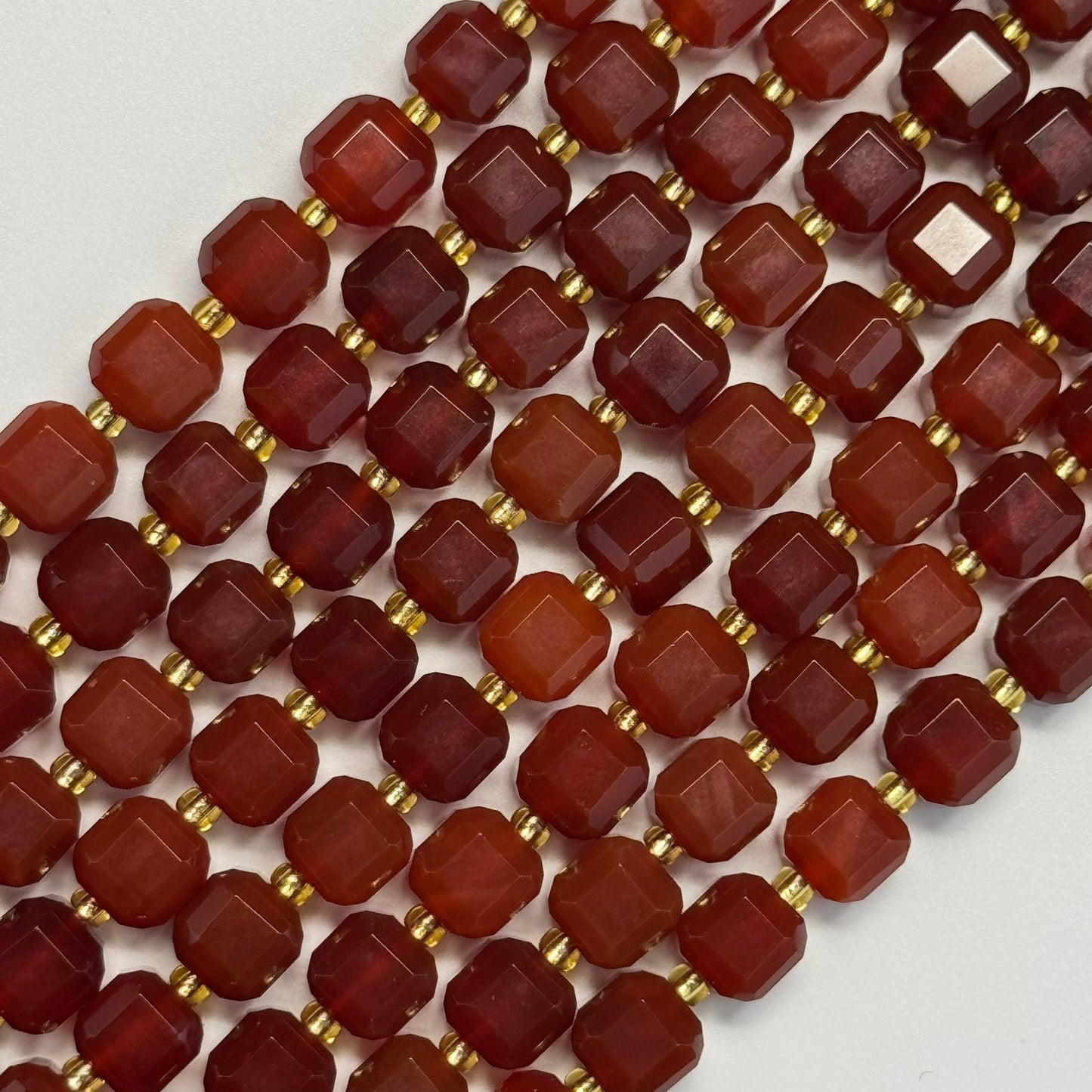 Carnelian Bevel Edge Square Beads - (AA Quality)