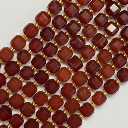 Carnelian Bevel Edge Square Gemstone Beads - (AA Quality)