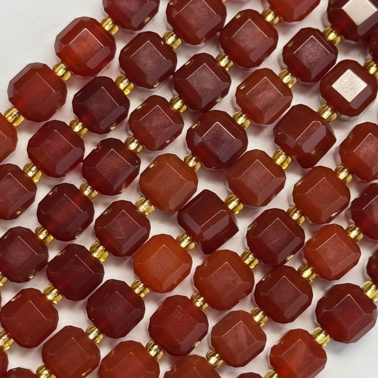 Carnelian Bevel Edge Square Beads - (AA Quality)
