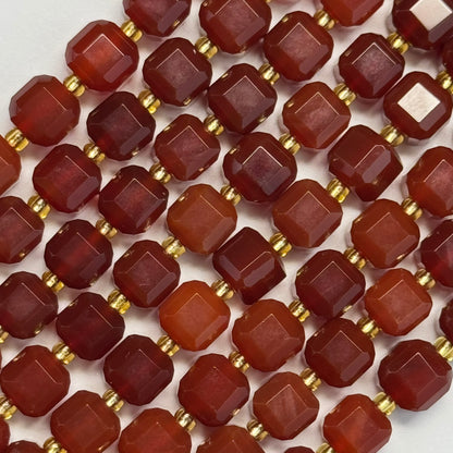 Carnelian Bevel Edge Square Gemstone Beads - (AA Quality)