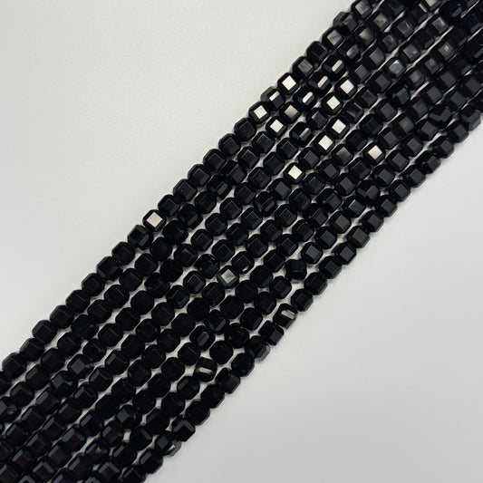 Onyx Bevel Edge Square Gemstone Beads - (AA Quality)
