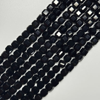 Onyx Bevel Edge Square Gemstone Beads - (AA Quality)