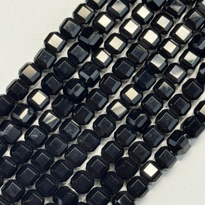 Onyx Bevel Edge Square Gemstone Beads - (AA Quality)