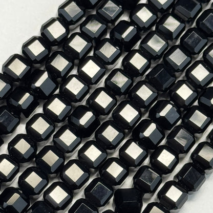 Onyx Bevel Edge Square Gemstone Beads - (AA Quality)