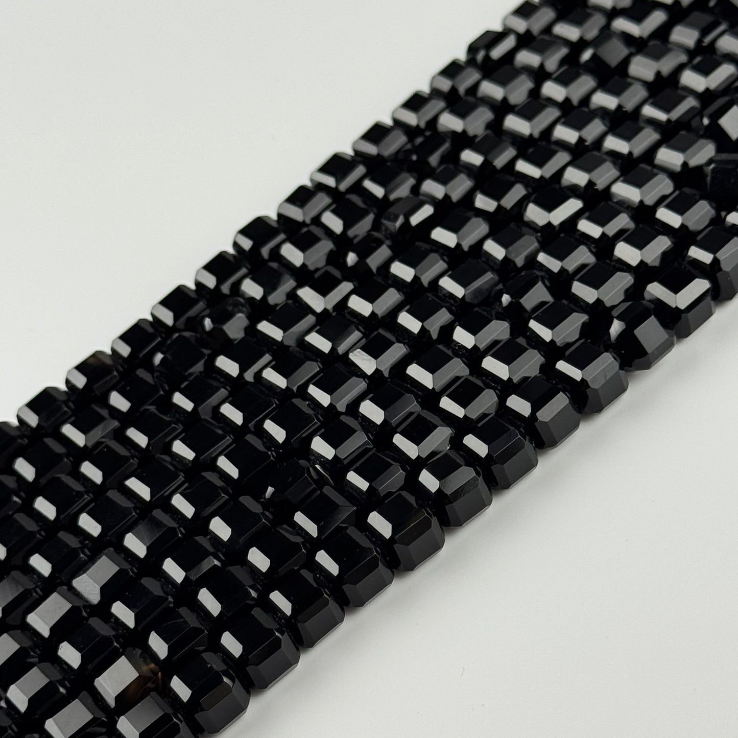 Onyx Bevel Edge Square Beads - (AA Quality)