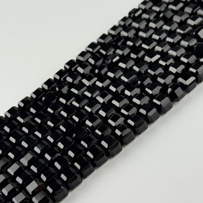 Onyx Bevel Edge Square Gemstone Beads - (AA Quality)