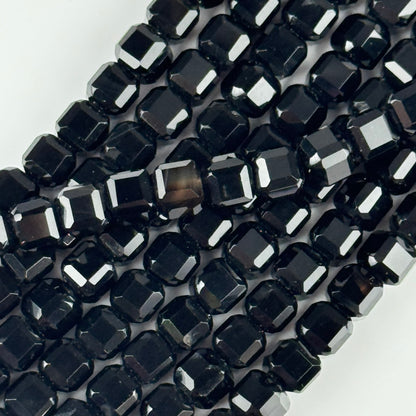 Onyx Bevel Edge Square Gemstone Beads - (AA Quality)