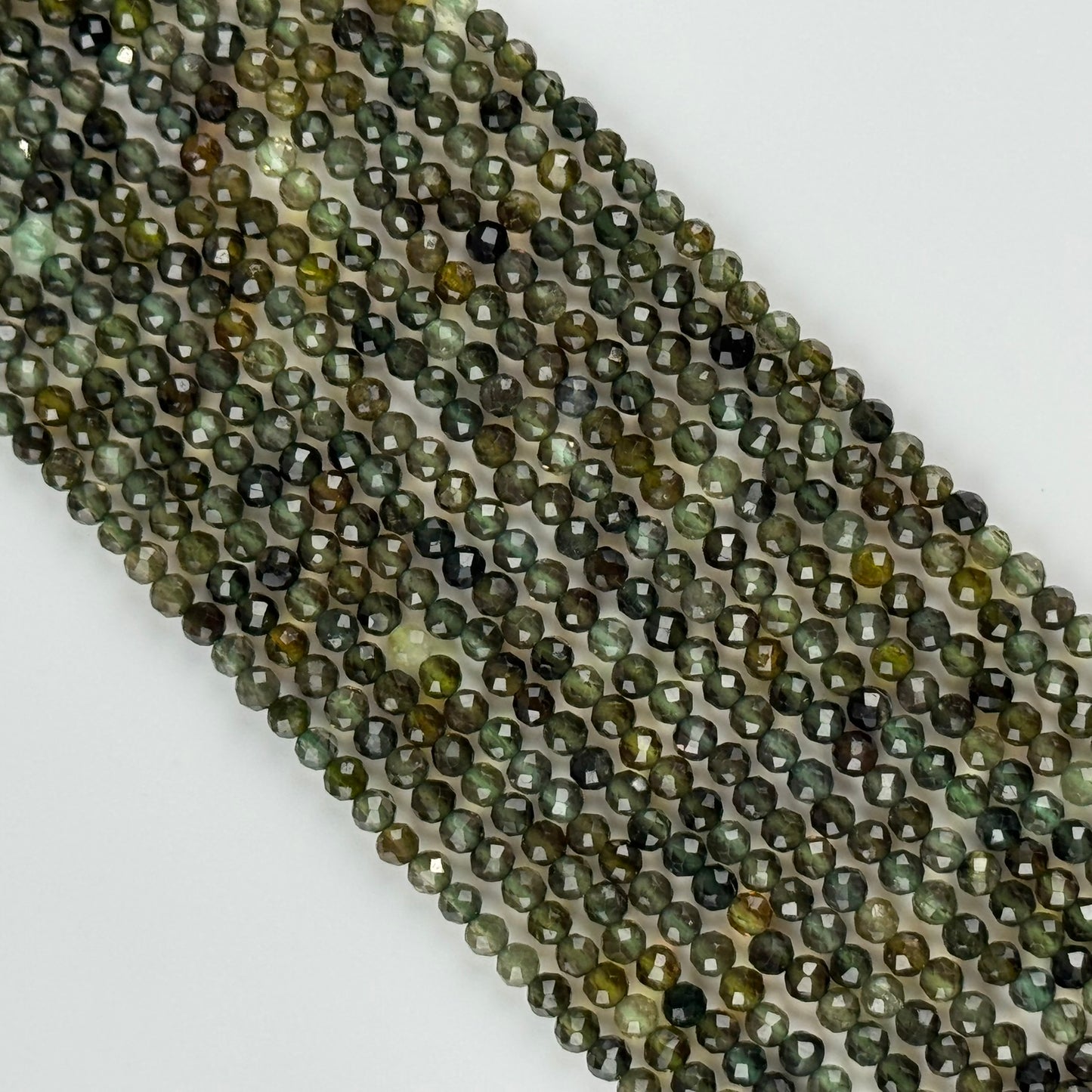 Green Tourmaline Beads - Faceted Round Beads