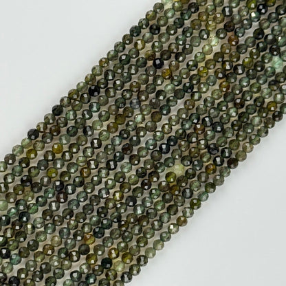 Green Tourmaline Beads - Faceted Round Beads