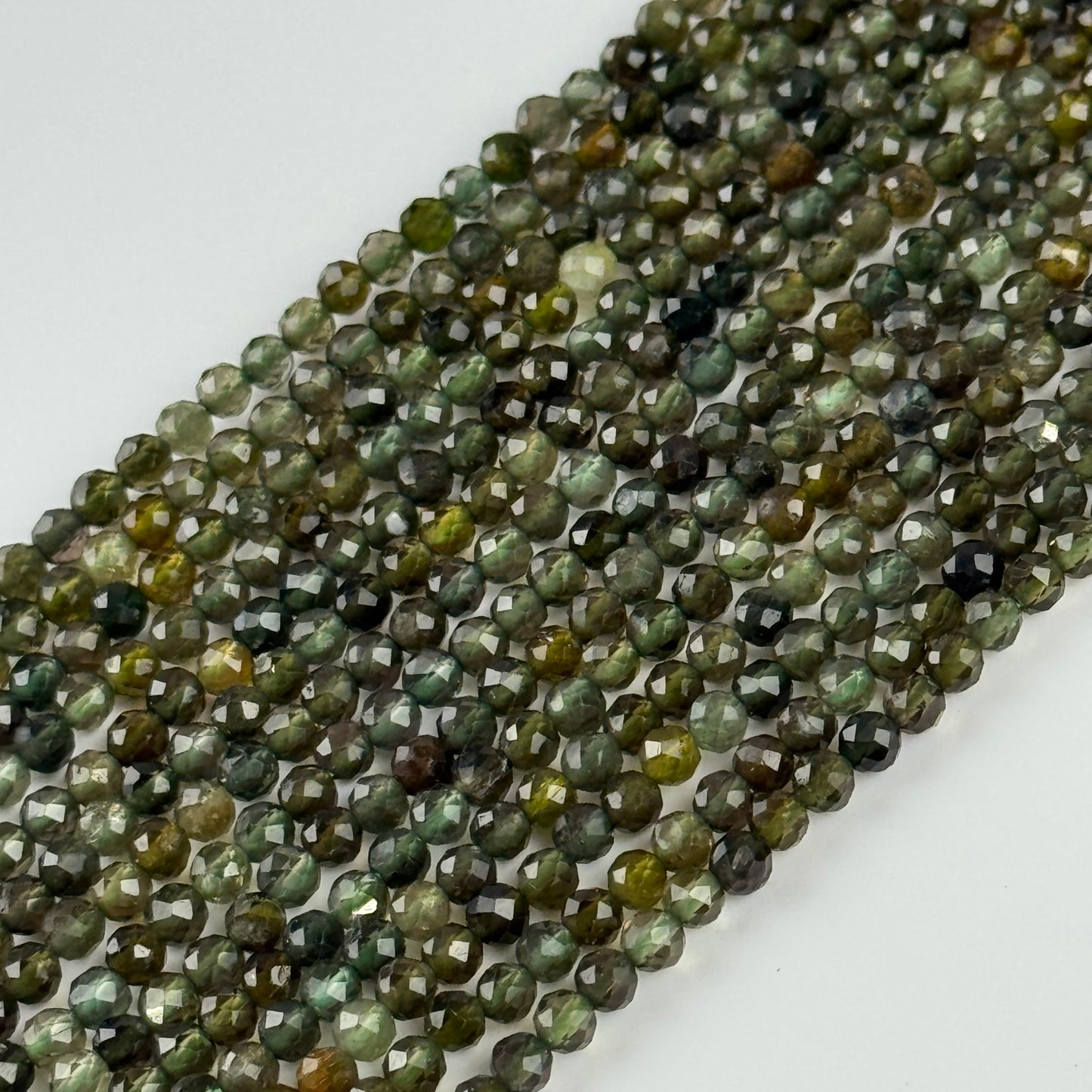 Green Tourmaline Beads - Faceted Round Beads