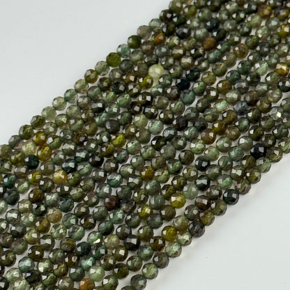 Green Tourmaline Beads - Faceted Round Beads