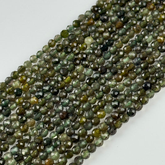 Green Tourmaline Beads - Faceted Round Beads