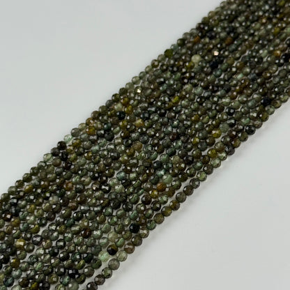 Green Tourmaline Beads - Faceted Round Beads