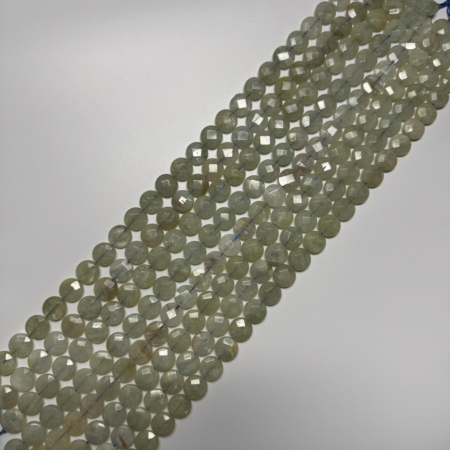 Aquamarine Green Faceted Smarties Beads - (AA Quality)