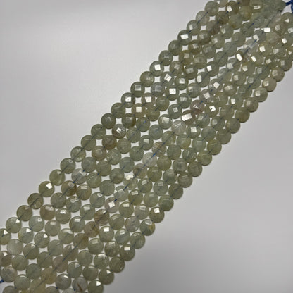Aquamarine Green Faceted Smarties Gemstone Beads - (AA Quality)