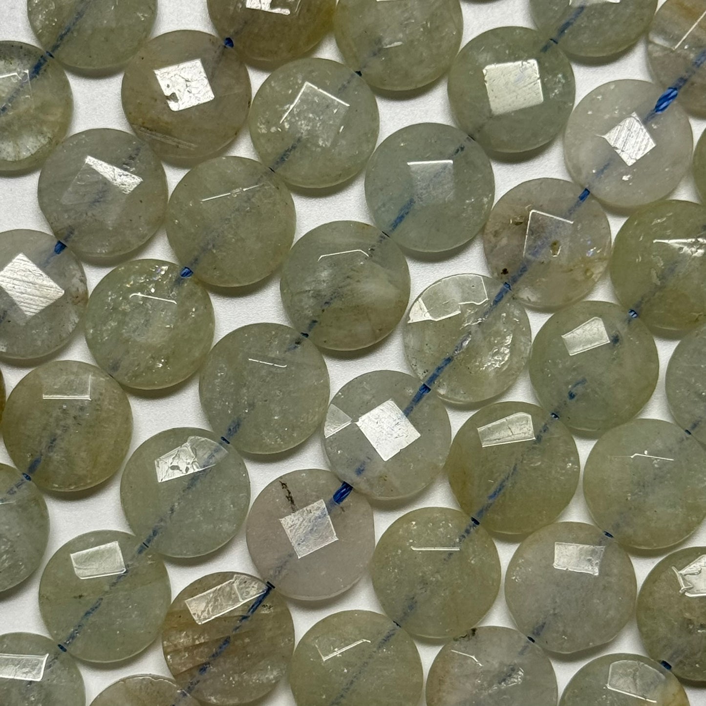 Aquamarine Green Faceted Smarties Beads - (AA Quality)