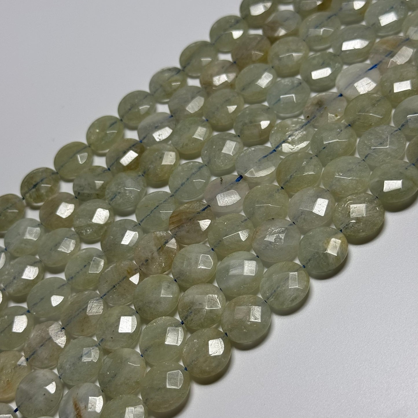 Aquamarine Green Faceted Smarties Beads - (AA Quality)