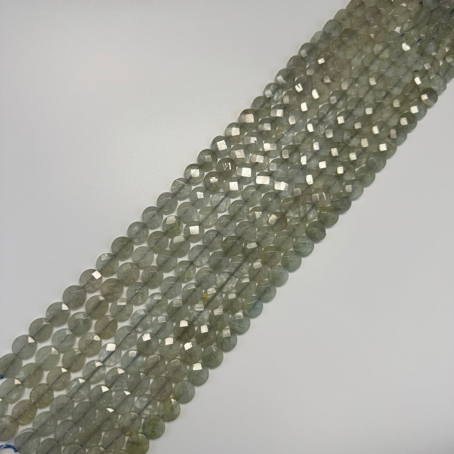 Aquamarine Green Faceted Smarties Beads - (AA Quality)