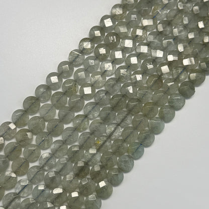 Aquamarine Green Faceted Smarties Gemstone Beads - (AA Quality)