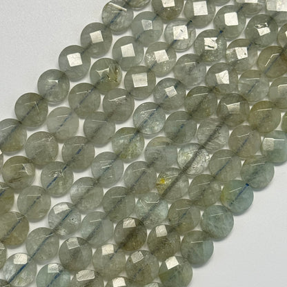 Aquamarine Green Faceted Smarties Gemstone Beads - (AA Quality)