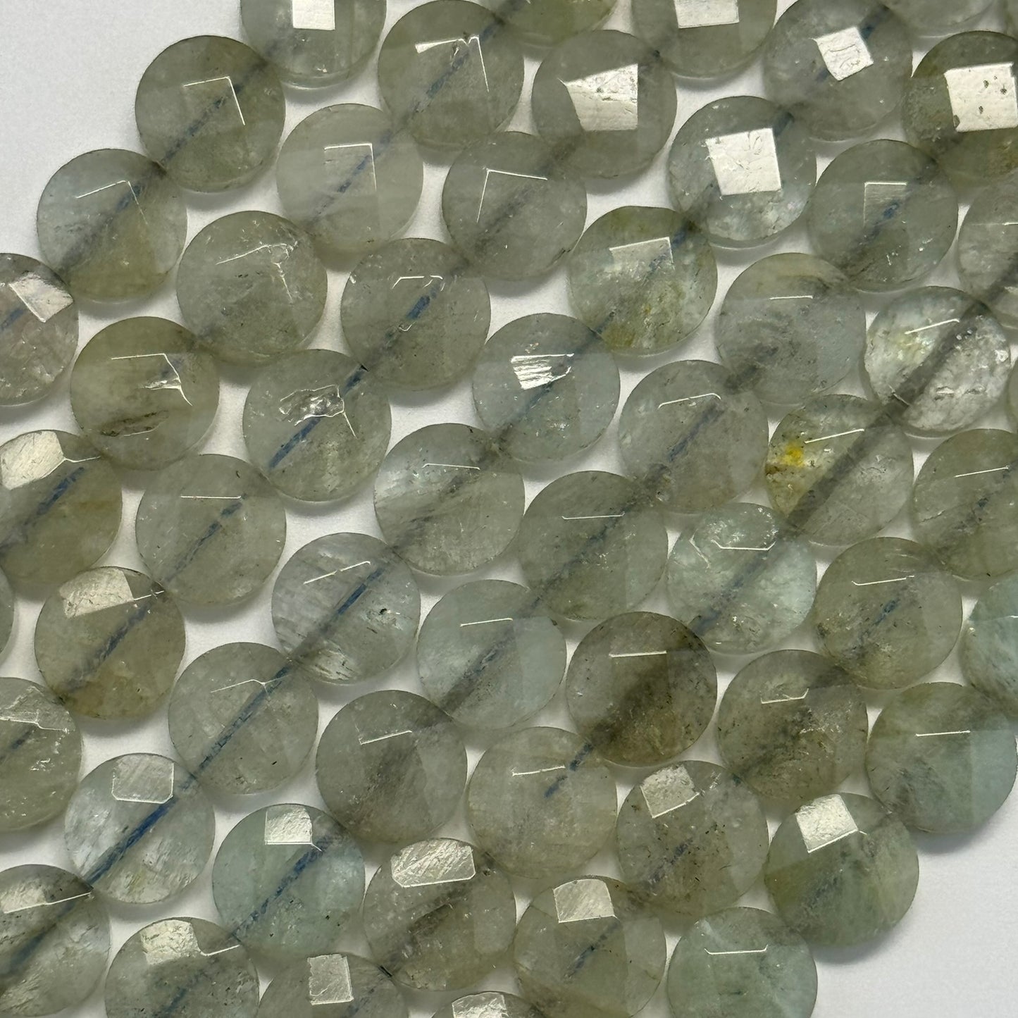 Aquamarine Green Faceted Smarties Beads - (AA Quality)