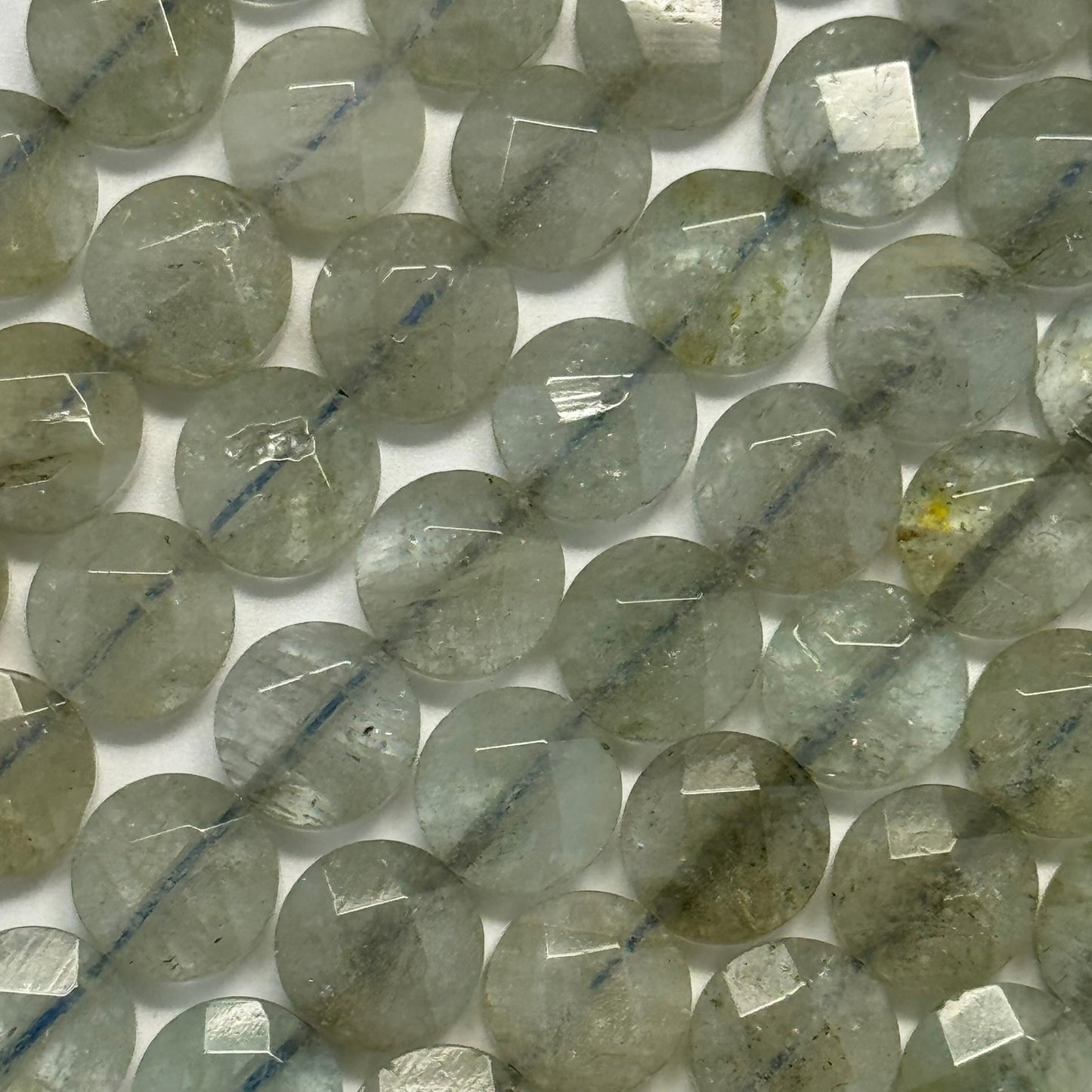 Aquamarine Green Faceted Smarties Beads - (AA Quality)