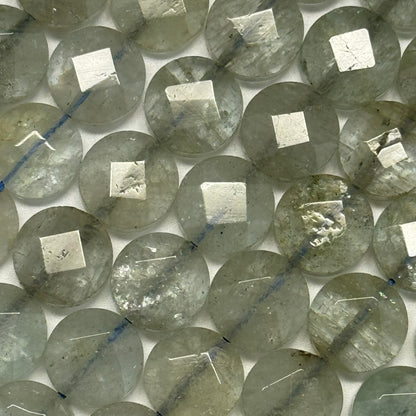 Aquamarine Green Faceted Smarties Gemstone Beads - (AA Quality)