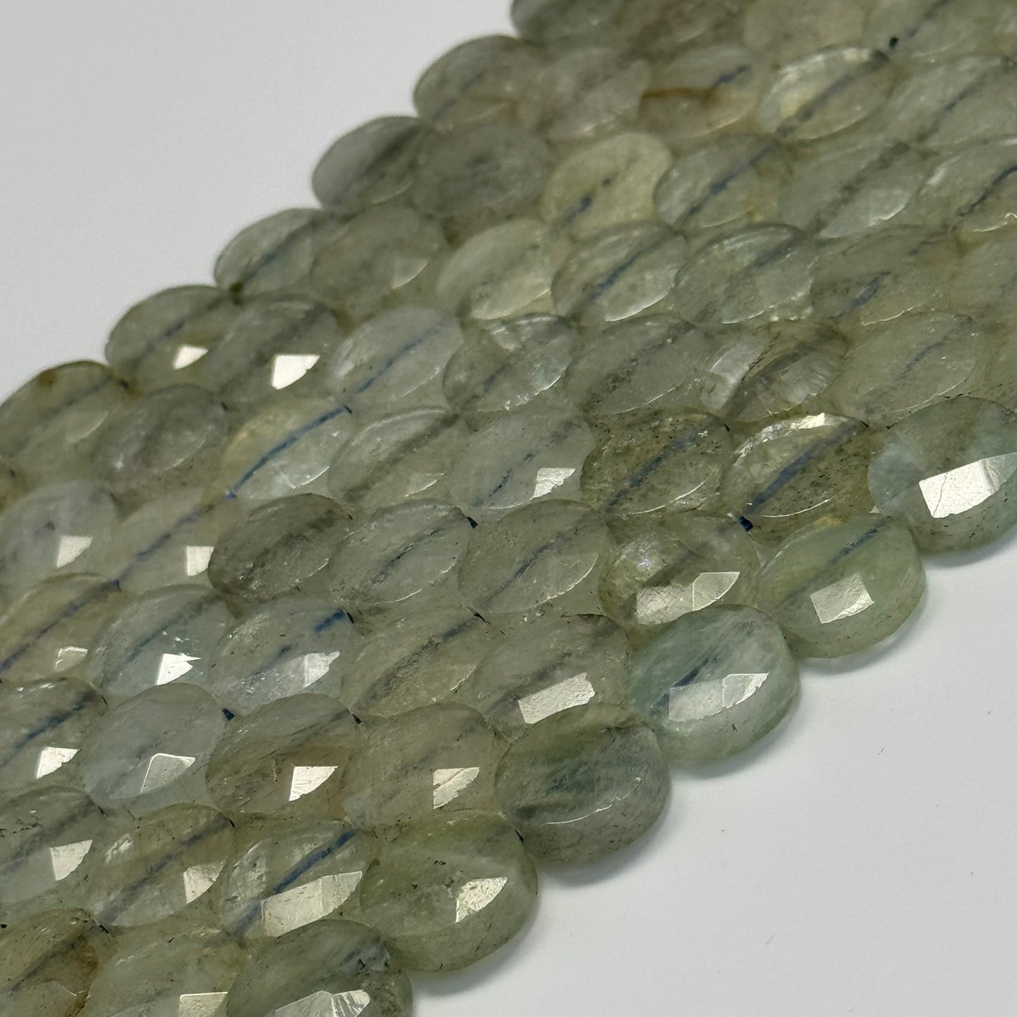 Aquamarine Green Faceted Smarties Beads - (AA Quality)
