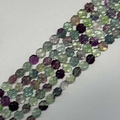 Leaf Crovel Rainbow Fluorite Gemstone Beads