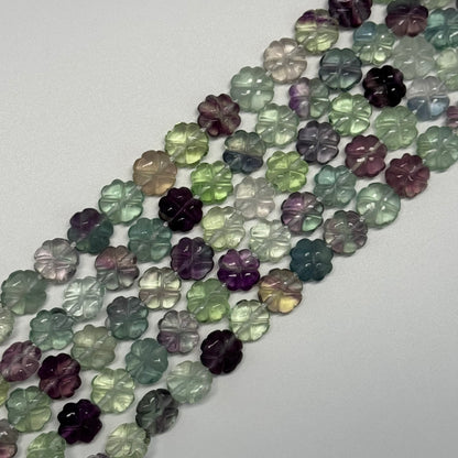 Leaf Crovel Rainbow Fluorite Gemstone Beads
