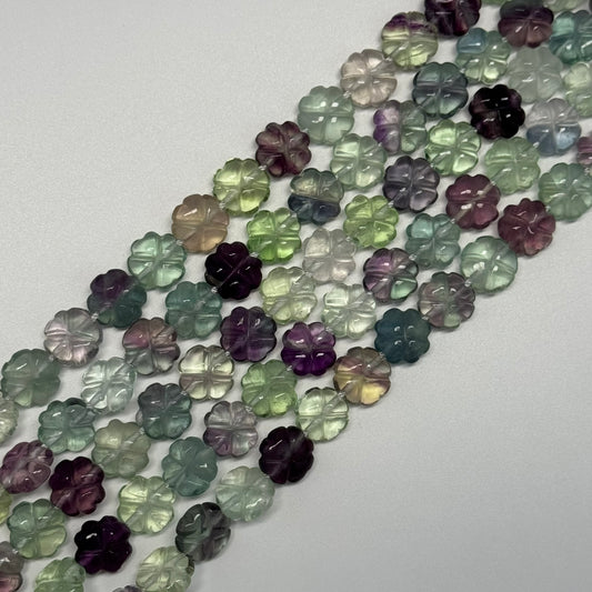 Leaf Crovel Rainbow Fluorite Gemsotne Beads