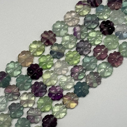 Leaf Crovel Rainbow Fluorite Gemstone Beads