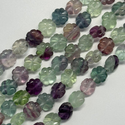Leaf Crovel Rainbow Fluorite Gemstone Beads
