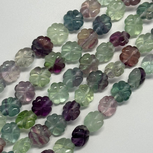 Leaf Crovel Rainbow Fluorite Gemsotne Beads