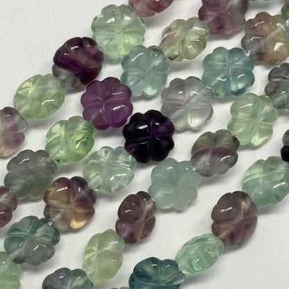 Leaf Crovel Rainbow Fluorite Gemstone Beads